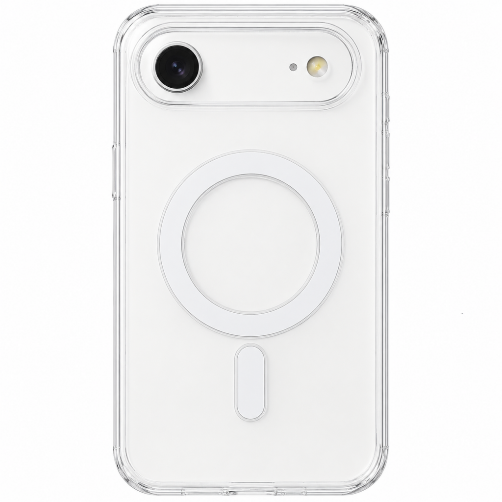 transparent iphone case on white background