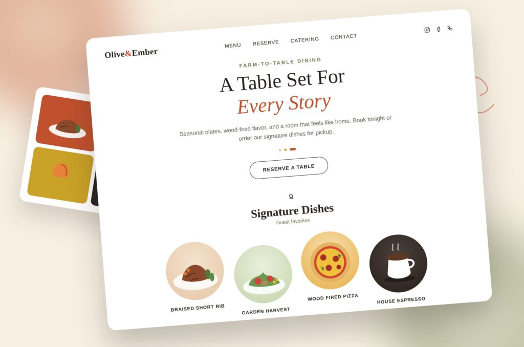 restaurant website mockup